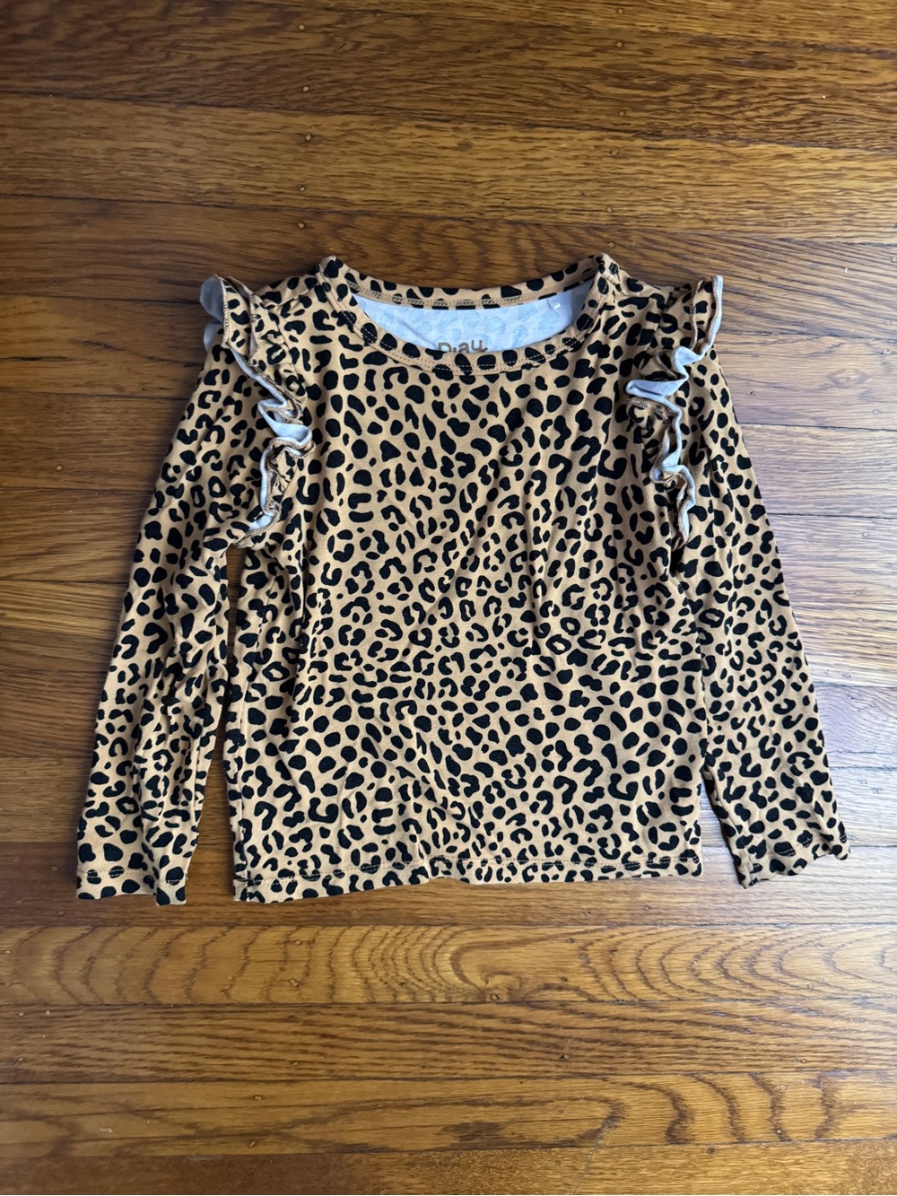 Little Sleepies Leopard Print Ruffle Flutter Long-Sleeve Top - 3T